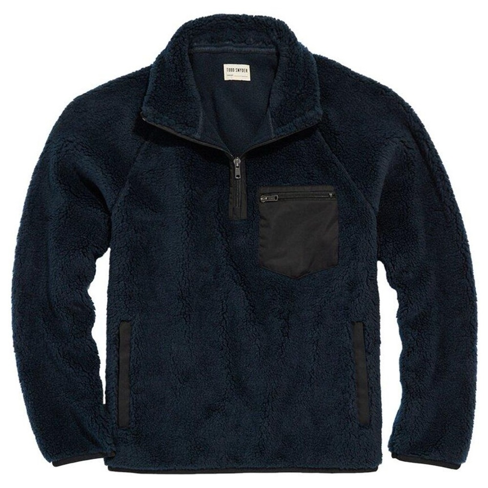 Todd Snyder Blue Italian Recycled Fleece Half-Zip Mockneck Jacket